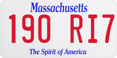MA license plate 190RI7