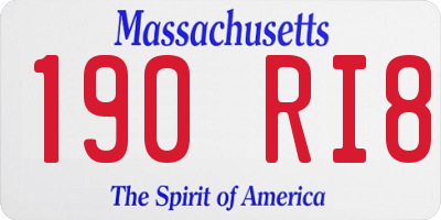 MA license plate 190RI8