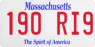 MA license plate 190RI9