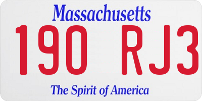 MA license plate 190RJ3