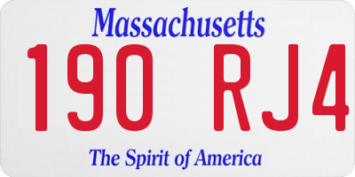 MA license plate 190RJ4