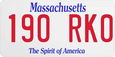 MA license plate 190RK0