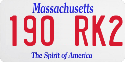 MA license plate 190RK2