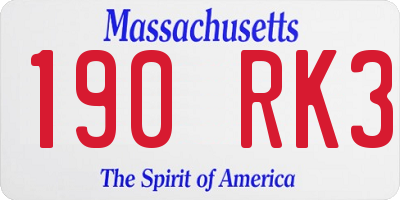 MA license plate 190RK3