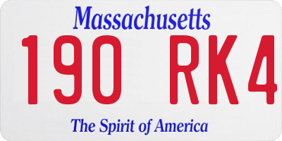 MA license plate 190RK4