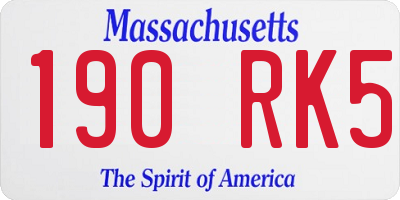 MA license plate 190RK5