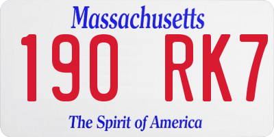 MA license plate 190RK7
