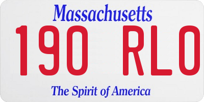 MA license plate 190RL0