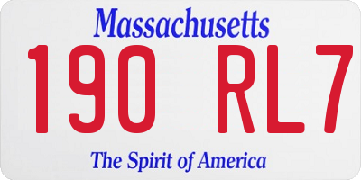 MA license plate 190RL7
