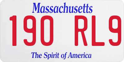 MA license plate 190RL9