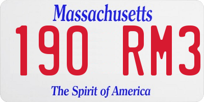 MA license plate 190RM3