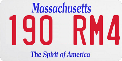 MA license plate 190RM4