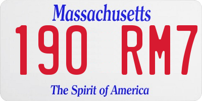 MA license plate 190RM7