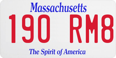 MA license plate 190RM8