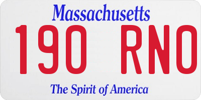 MA license plate 190RN0