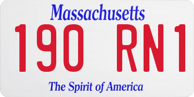 MA license plate 190RN1