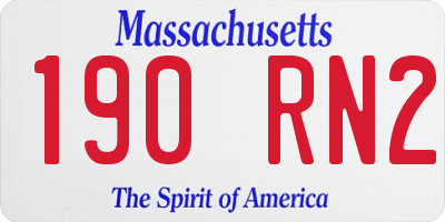MA license plate 190RN2
