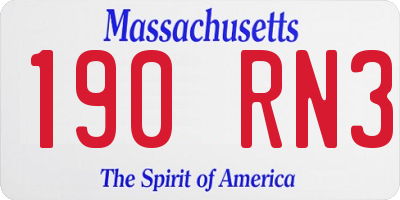 MA license plate 190RN3