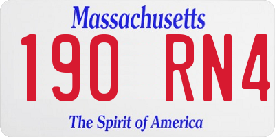 MA license plate 190RN4