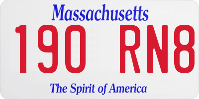 MA license plate 190RN8