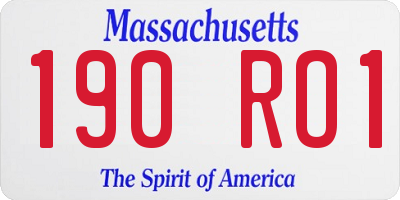 MA license plate 190RO1