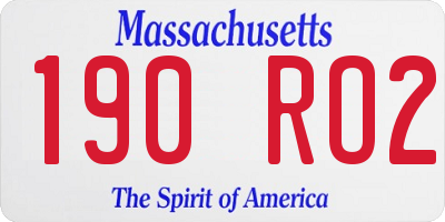 MA license plate 190RO2