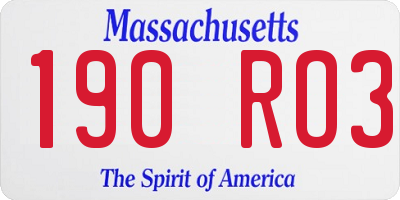 MA license plate 190RO3