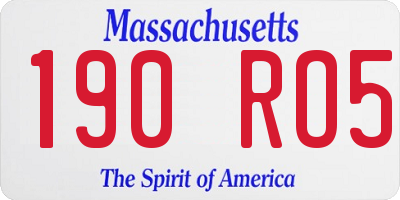MA license plate 190RO5