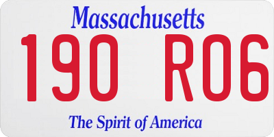 MA license plate 190RO6