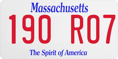 MA license plate 190RO7