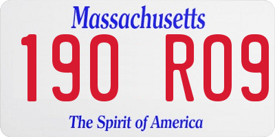 MA license plate 190RO9