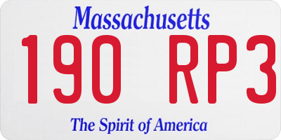 MA license plate 190RP3