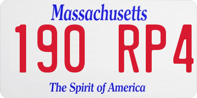 MA license plate 190RP4