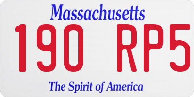 MA license plate 190RP5