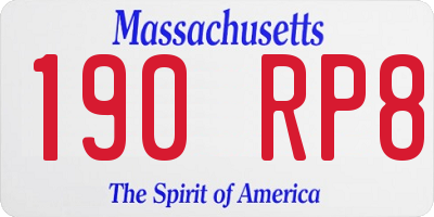 MA license plate 190RP8