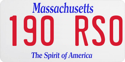 MA license plate 190RS0
