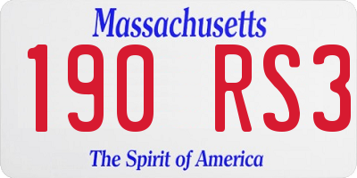 MA license plate 190RS3