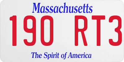 MA license plate 190RT3