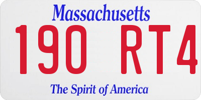 MA license plate 190RT4