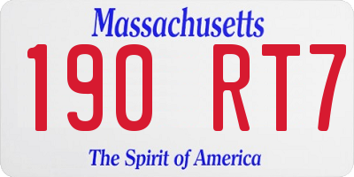 MA license plate 190RT7