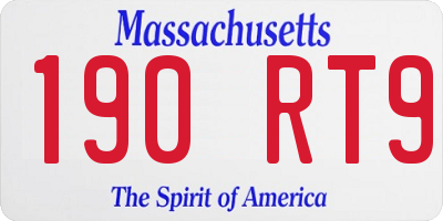 MA license plate 190RT9