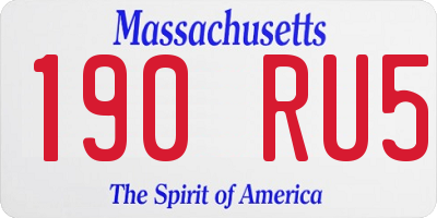 MA license plate 190RU5
