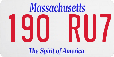 MA license plate 190RU7