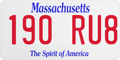 MA license plate 190RU8