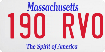 MA license plate 190RV0