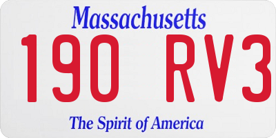 MA license plate 190RV3