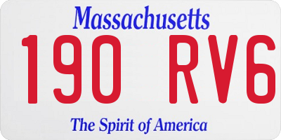 MA license plate 190RV6