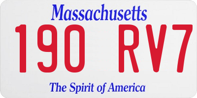 MA license plate 190RV7