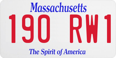 MA license plate 190RW1