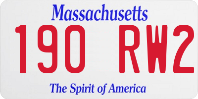 MA license plate 190RW2